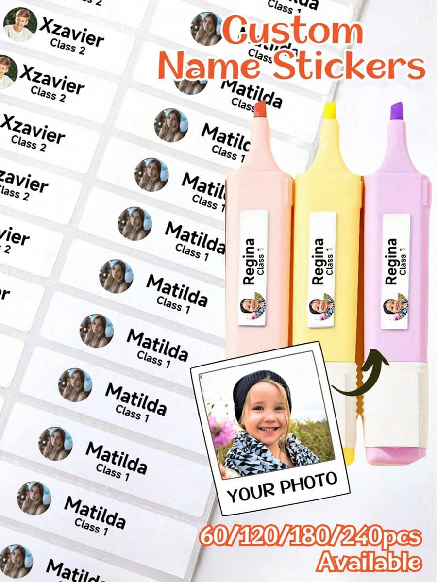 1/60/120/180/240 cái Nhãn dán đồ dùng học tập, Nhãn phân loại vật phẩm, Nhãn tên thể thao, Nhãn dán tựu trường, Nhãn sách cá nhân hóa, Nhãn tên tùy chỉnh, Nhãn văn phòng phẩm học sinh, Bút chì, Bình nước | Cần thiết cho mùa tựu trường và học kỳ mới, Nhãn dán cá nhân hóa - Nhiều màu (Học sinh 1) - Xem 1