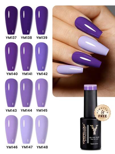 YOKEFELLOW TPO-Free & HEMA-Free Purple Gel Nail Polish, Lilac Purple Lavender Purple Nails Soak Off Rich Pigment Low Odor Long-Wear Gel Varnish Nail Art Salon DIY At Home And For Women Girls Manicure Gifts