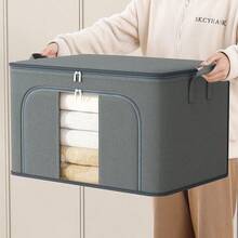 1pc Grey Clothes Storage Bag, Blanket Storage Bag, Multipurpose Storage Bag, Dual Zipper Waterproof Moisture-Proof, Suitable For Home Storage Of Quilts, Blankets, Clothes, Large Capacity Foldable Storage Bag, Decorations, Holiday Decorations, Room Decorations, Home Decor, Bedroom Decor, Dresses, Pants, Shoes, Jeans, Boots, Skirts, Bedroom, Storage Bag, Home Storage, White T-Shirts, Black Pants, Women's Winter Clothing, Dresses