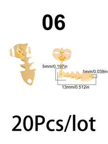 20个不锈钢几何耳钩耳环底座耳钉配件耳环连接器，适用于DIY珠宝制作材料