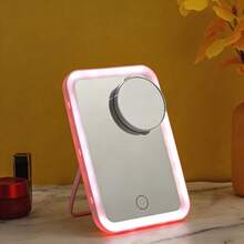 New Large Rechargeable Makeup Mirror, 3-Color Lighting, Touch Screen Dimmable, Portable Beauty Mirror, Desktop LED Folding Vanity Mirror, Dual Use For Home And Travel, Built-In 320mAh Rechargeable Battery, Comes With USB Cable, Suitable As Room Decor, Valentine's Day, Mother's Day, Birthday Gift