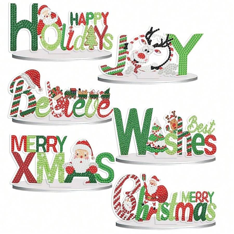 Fairyland JinWenn Decor For Home Diamonds Art Kit Decorations, 6 Pack Christmas Diamonds Painting Kit For Adult Tabletop Gift DIY 5D Diamonds Dots, Special Crystal Diamond 3x6 Inch - DP02408 - 查看 1