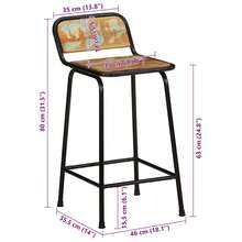 Tabourets de bar vidaXL, lot de 4, 46 x 35,5 x 80 cm, bois massif recyclé - Tabac - Voir 9