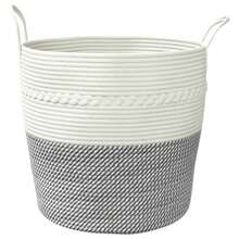 vidaXL Panier de rangement grigio e bianco Ø43x38 cm in cotone - Multicolore - Visualizzare 4