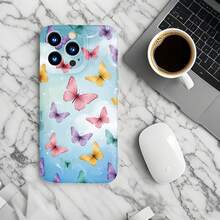 1PC Phone Case ,  Butterfly Pattern Print Design Case , Stylish Phone Case, Phone Decoration, All-around Lens Protection, Creative Small Gift, Funny Gift for Boys and Girls - Negro - Ver 6