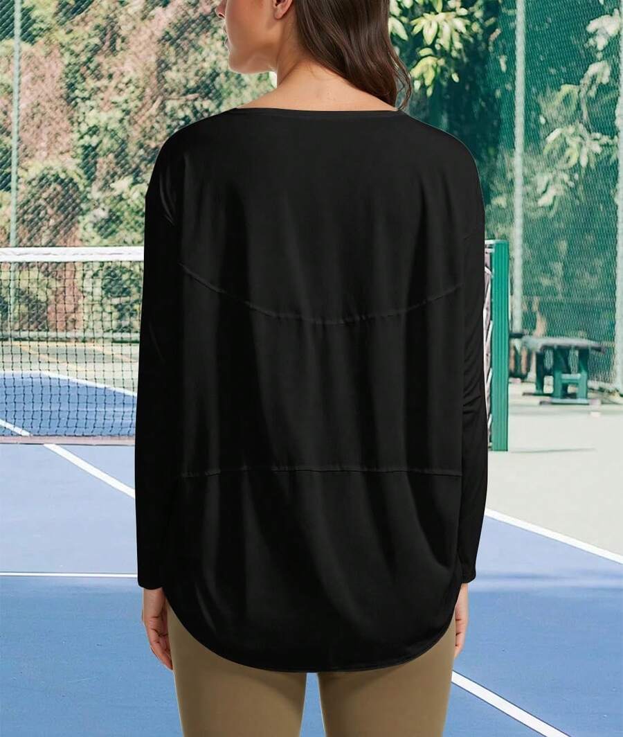 VIOPY Playera Deportiva Manga Larga Mujer Camisetas Deportivas Mujer de Entrenamiento Oversize con Pima Algodón Cuello Barco Blusas Deportivos Secado Rápido para Yoga Gym Yoga y Uso Diario - Blanco - Ver 1
