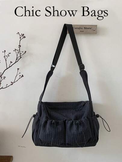 Korean-Style Ruched Shoulder Bag - Casual Large-Capacity Handheld Bucket Bag, 2025 New Lightweight Versatile Fabric Tote BagIt's Suitable For Short Trips To Store Some Change Of Clothes; The Drawstring Closure Ensures The Safety Of Items. It's Also Ideal For Daily Commuting-Able To Fit Laptops, Documents, Etc.-And Is Lightweight, So It Won't Strain Your Shoulders