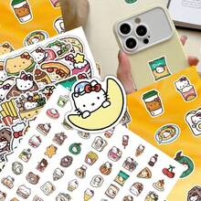 SANRIO 70 PIEZAS Pegatinas de Kawaii Cafe - Calcomanías removibles de garabatos de comida para diarios y equipos tecnológicos, suministros para scrapbooking, papelería para scrapbooking manualidades libro de sticker estikers - 70 piezas - Ver 3