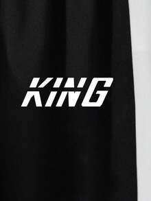 男童卡通印花圆领短袖T恤和裤子套装 - 黑色 - 查看 6