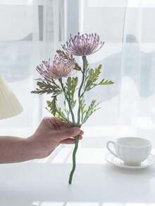 1/120pcs 14.96 Inch Artificial Chrysanthemum Flowers, Fake Plants For Home, Restaurant, Living Room, Outdoor Garden Decor, Floral Arrangement, Photography Props, Spring, Summer, Vase, Flower Wall, Wreath, Bridal Bouquet, Wedding Decoration, DIY Wreath Materials, Birthday Party Decor, Home Decor Accessories, Valentine's Day - Light Purple - View 4