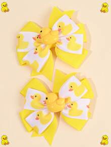 2 Chiếc Kẹp Tóc Nơ Vịt Màu Vàng Nhỏ Dễ Thương Cho Trẻ Em, Kẹp Cá Sấu Cho Tóc Đẹp Với Họa Tiết Vịt Phụ Kiện Tóc Cho Trẻ Em - Nhiều màu - Xem 3