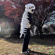 1个全新夜光恐龙骨架头毛绒玩具，逼真恐龙骨骼模型头套面具，儿童及成人角色扮演道具，恐龙玩偶，生日/情人节/复活节礼物 - 彩色 - 查看 6