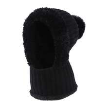 1pc Black Color Women's Winter Knitted Balaclava, Warm Full Face Coverage Beanie With Ear Flaps And Neck Gaiter, Stylish Ski Mask For Cold Weather Outdoor Activities. A Winter Essential For Women, This 2-In-1 Knit Hat With Fleece Lining Can Be Worn In Two Ways. It Keeps You Warm And Blocks The Wind With A Hood, Neck, And Leg Coverage, Making It Perfect For Outdoor Cycling. The Best Gift Choice To Keep Your Girlfriend Warm All Winter. - 黑色 - 查看 6