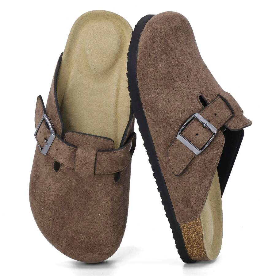 Summer Outdoor Walking Travel Shoes For Women Stylish And Versatile Slippers Flats Shoes With Comfort Cork Footbed For Outdoor Comfort And Elegance Slides Shoes Sandals For Women Flats - 咖啡棕 - 查看 1