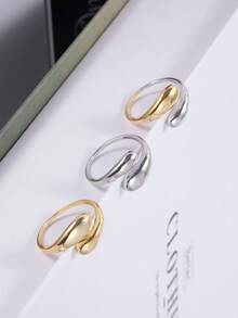 FOREVER QUEEN 简约 925 纯银水滴可调节戒指，女士订婚情侣戒指，派对配饰，礼物