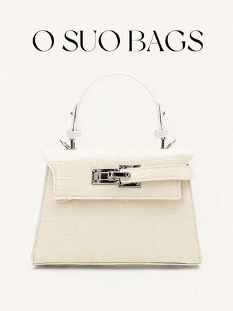 1pc Women's New Fashion Crocodile Embossed Handbag With Shoulder Strap And Metal Decor, Casual Square Tote Bag, Crossbody Messenger Bag Suitable For Commuting, Street Style, Daily Shopping And Work