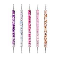 5PCS Professional Double-Ended Nail Tools - Diamond-Accented Carving & Dotting Pens, Wave Dotting & Sequins Application Brushes For Nail Decor - 彩色 - 查看 11