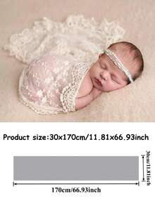 Newborn Baby Hollow Floral Wrap, Newborn Photography Props, Boho Style Lace Embroidered Mesh Blanket, Studio Shooting Accessories - Multicolor - View 2