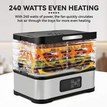 Five-Tier Food Dehydrator With Fruit Preserver And Meat Jerky Maker 304 Stainless Steel Model Adjustable Temperature Range: 40-75°C For Fruit Drying Simple Operation Ideal For Dehydrating Fruits, Vegetables, And Meat Dried Goods Production Yogurt Making - US B Type Plug(110-127V) - View 6
