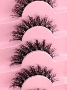 HINARIN 7 Pairs D Curl New Cat Eye Lashes Clear Band Lashes Perfect 3D Layered Effect Natural Looking Winged End Eye Elongated Eyelashes Faux Mink Eyelashes Makeup