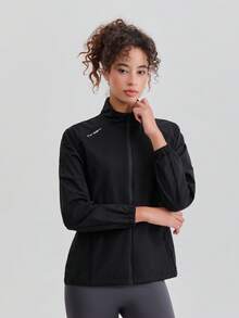 女士轻便透气防紫外线夹克，户外运动速干时尚印花休闲风衣，夏季黑色春季款 - 黑色 - 查看 13