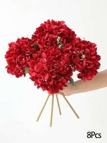 1朵逼真绣球花，带茎 - 质感逼真，适用于婚礼装饰、家居装饰、花园装饰、毕业典礼装饰、性别揭晓派对装饰、新娘送礼会、派对礼品、毕业典礼、派对装饰、新娘捧花、户外装饰、露营、庭院装饰 - 紅色 - 查看 14