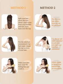 DOORES 光环式接发，真人发丝，12-22英寸，70-120克，隐形钢丝，100%真人发，浅棕色光环式接发，配有可调节夹子和隐形钢丝，适合日常佩戴，易于佩戴，隐形美观，适合冬季、圣诞节、角色扮演、校园和约会之夜等场合。 - S2A - 查看 6