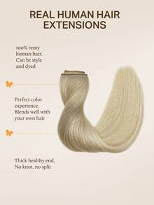 Extensiones de Cabello Halo DOORES, 100% Cabello Humano, 12-22 Pulgadas, 70-120g, Invisible, Gris-Dorado a Dorado y Platino, con Clips Ajustables y Alambre Invisible - T17/22/60 - Ver 2
