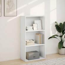 Larryhot Estantería de madera de ingeniería blanca 60x30x114 cm, Fácil de montar, elegante y hermoso, y conveniente para almacenar artículos, es una opción ideal para el almacenamiento y la decoración del hogar. - Blanco - Ver 3