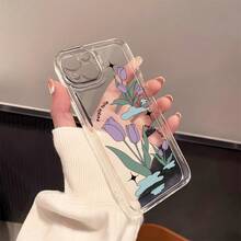 Funda de Teléfono con Patrón de Personalidad de Tulipán Morado para iPhone 16 Pro Max 13 12 16 16 Pro 11 Pro Max 15 14 Plus XS Max 15 Pro 7 Plus 7 15 Pro Max Funda Transparente Espacial Protectora Suave - Colores mixtos - Ver 5