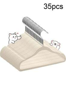 35个婴儿衣架，天鹅绒材质，带360°旋转挂钩和缺口肩部设计，经久耐用 - 彩色 - 查看 9