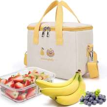 Bolsa de Almuerzo para Mujer, Lonchera Térmica con Correa para el Hombro, Lonchera Aislada a Prueba de Fugas para Trabajo, Picnic,Aire  Viajes,Gran Capacidad e Impermeable (Amarillo),37332605 - Morado Violeta - Ver 1