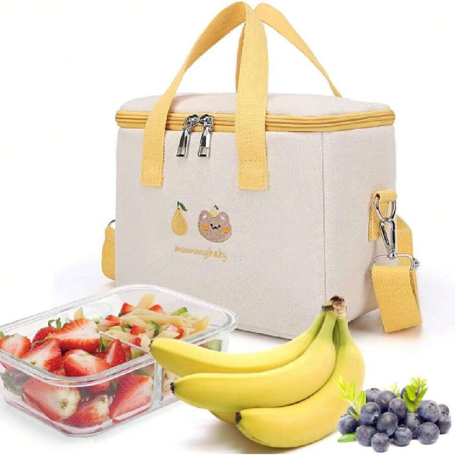 Bolsa de Almuerzo para Mujer, Lonchera Térmica con Correa para el Hombro, Lonchera Aislada a Prueba de Fugas para Trabajo, Picnic,Aire  Viajes,Gran Capacidad e Impermeable (Amarillo),37332605 - Morado Violeta - Ver 1