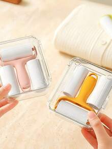 1 Handle + 3 Replaceable Core Lint Roller Kit,Portable Roller Hair Sticking Device: A Roll Of Clean Hair, Mini Carry! Sticking Hair, Removing Pet Hair, Cleaning Paper Scraps, Not Hurting Clothes, Adapting To Multiple Scenes, Clothes/Household Cleaning Artifact,Effortlessly Refreshes Items For Ultimate Practicality. - 藍色 - 查看 1