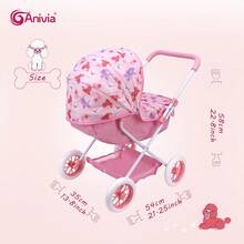 Anivia Brand Doll Stroller, Playhouse Toy, 1 Set Foldable Doll Stroller Toy Suitable For 11-18 Inch Dolls, Toy Stroller For Children 3 Years Old And Up. It Features Quiet Wheels And Comfortable Handle, Ideal Gift For Children's Festivals And Birthdays. - Pink - View 9