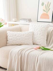 1pc/2pcs Soft Plush Heart Shaped Pillow Cover, Suitable For Living Room, Bedroom, Wedding, Party, Valentine's Day, All Season - Pink - View 10