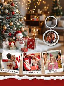 Móc khóa ảnh tùy chỉnh - Móc khóa ảnh màu hai mặt xoay được, quà tặng kỷ niệm, quà tặng cho gia đình, người yêu, in và khắc hai mặt, quà tặng cá nhân hóa, phù hợp cho gia đình, cha mẹ, người thân, bạn học, bạn bè, đồng nghiệp hoặc thú cưng, chống nấm mốc. - Nhiều màu - Xem 5