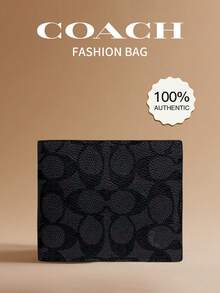 Coach 经典Monogram全印花签名款皮革钱包黑色套装 CW344 QBMI5 - 黑色 - 查看 1