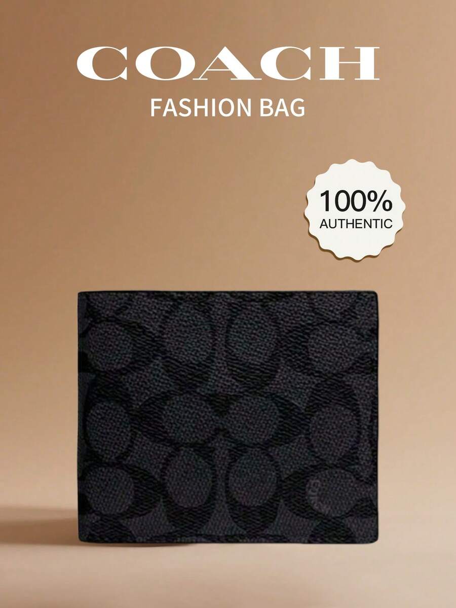 Coach 经典Monogram全印花签名款皮革钱包黑色套装 CW344 QBMI5 - 黑色 - 查看 1