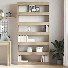 Larryhot Librería Roble Sonoma 100 x 30 x 198 cm Madera de ingeniería, Fácil de montar, elegante y hermoso, y conveniente para almacenar artículos, es una opción ideal para el almacenamiento y la decoración del hogar. - Marrón - Ver 4