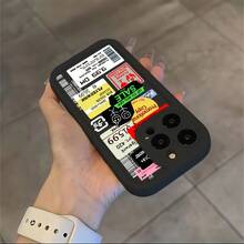 Estuche para Teléfono Móvil con Etiqueta de Sello de Moda y Código de Barras para iPhone 16 15 14 13 12 11 Pro Max Mini XR XS X 7 8 Plus, Cubierta Trasera Suave de TPU Anticaída - Color 1 - Ver 3