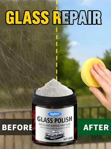 KineShineX 85克玻璃抛光粉 - 只需几分钟即可轻松修复汽车挡风玻璃、车窗和家用窗户/橱柜上的划痕和雾化（无划痕配方） - A - 查看 3