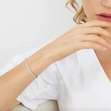 VOLUKA 3mm CZ Tennis Bracelet, Cubic Zirconia Pendant Bracelet, Unisex - White - View 6