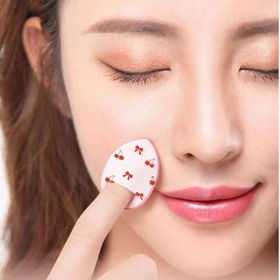 5/10/15/30个装迷你三角化妆海绵，樱桃蝴蝶结图案，防水PU材质，适用于粉底和遮瑕膏，适合所有肤质，女士化妆海绵