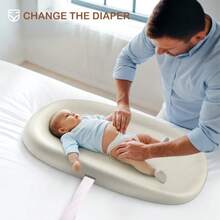 Hygienic Changing Table, Multifunctional Changing Station, Washable Changing Mat, Portable Changing Console, Antimicrobial Changing Platform, Beige - 杏色 - 查看 4
