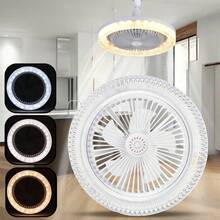 1 pieza Ventilador de techo con luz y control remoto, base de lámpara E27, fácil instalación, ajuste de 3 velocidades, luces LED inteligentes regulables de 3000-6500K, ventilador de techo empotrado moderno adecuado para dormitorio, sala de estar, cocina y otros espacios, luz de techo LED compacta - Unitalla - Ver 9