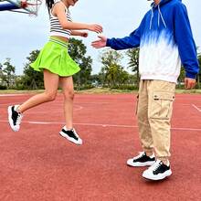 Fashionable Street Style Preppy Women And Men Canvas Sneakers Black Large Size Lace-Up Platform Casual Skateboard Shoes Tennis - 黑色 - 查看 5