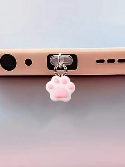 1个可爱猫爪/卡通花朵图案手机防尘塞，兼容/安卓Type-C充电口防尘盖，手机挂件配件
