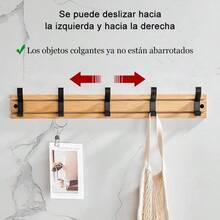 XGYPercero de Pared Percero Montado en la Pared 5 Gancos Dob Ganco Ajustable para Colgar Aigos Soreros Bolsos Llaves Percero Adecuado para Dormito Baño 5 Gancos-50 - Nogal claro - Ver 6