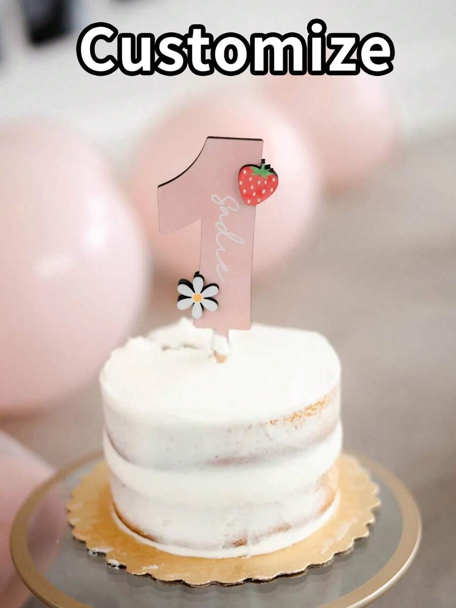 Personalized Name Cake Topper, Personalized Birthday, Wood Birthday Customization, Birthday Customization Name And Age, Making It The Perfect Gift For Family And Friends - Multicolor - View 1